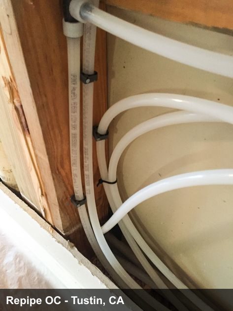 Wall access and water line replacement photo for Tustin repipe estimates