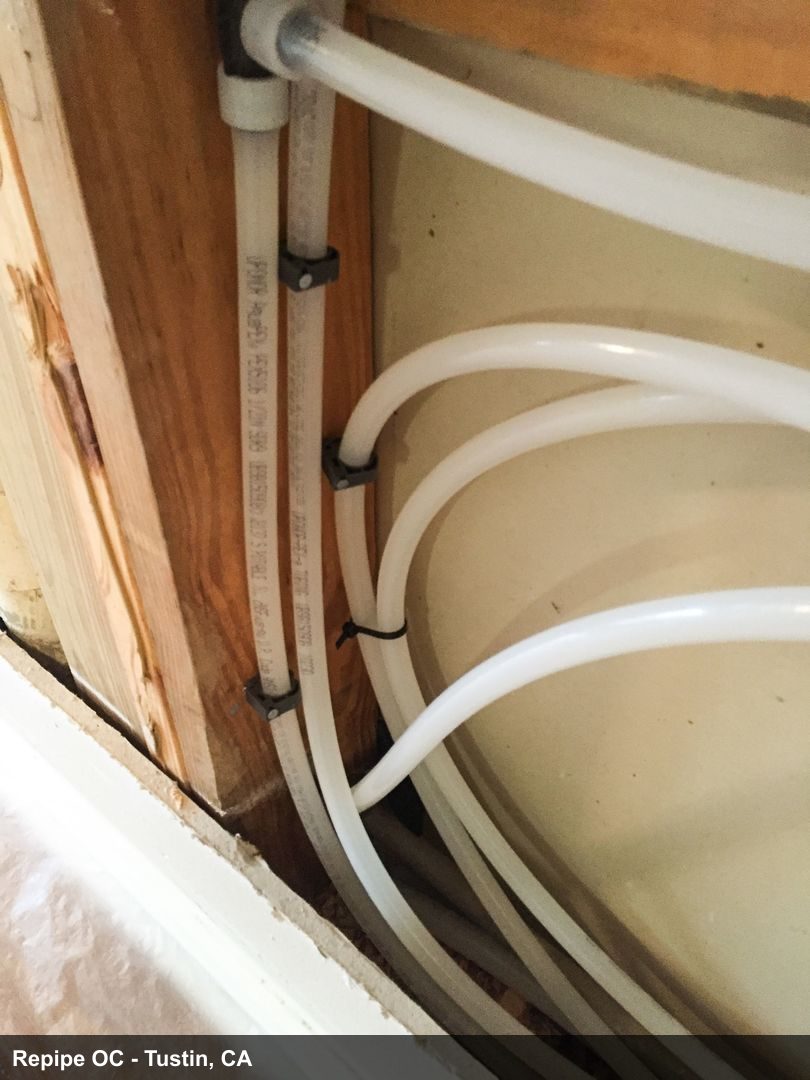 Whole home PEX repipe material photo for Tustin residents comparing pipe options
